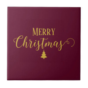 Merry Christmas Burgundy Wine Color #5b0523 Fliese