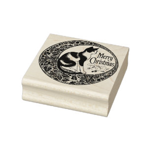 Merry Christmas Calico Cat Gummistempel