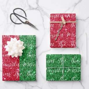 Merry Christmas Calligraphy Script Geschenkpapier Set
