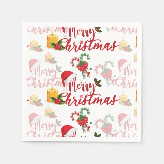 Merry Christmas Calligraphy Script Serviette (Vorderseite)