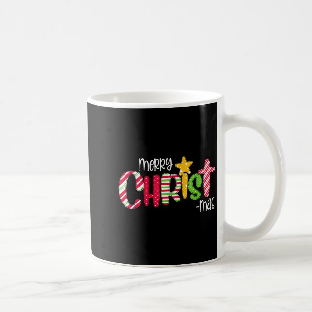 Merry Christmas Candy Cane Christ Holiday Faith  Kaffeetasse (Rechts)