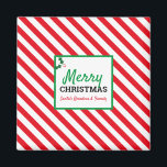 Merry Christmas Candy Cane Individuelle Name Magne Magnet<br><div class="desc">Dekorieren Sie Ihre Zuhause mit Weihnachtsjubeln mit diesem fröhlichen Candy Cane Magneten. Kann mit Ihrem Namen angepasst werden!</div>