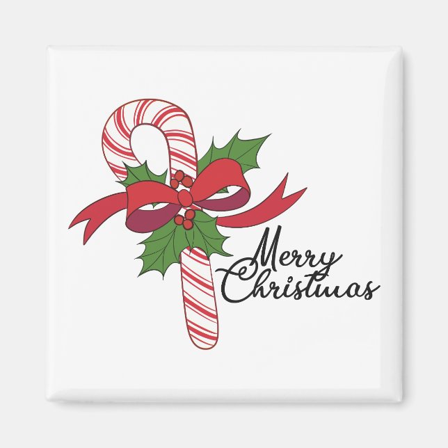 Merry Christmas Candy Cane Magnet (Vorne)