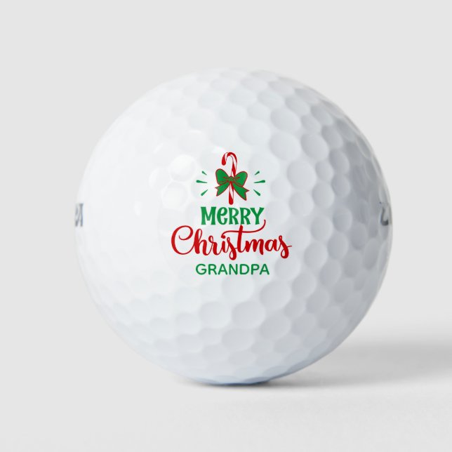 Merry Christmas Candy Cane Personalisiert Name Golfball (Vorderseite)