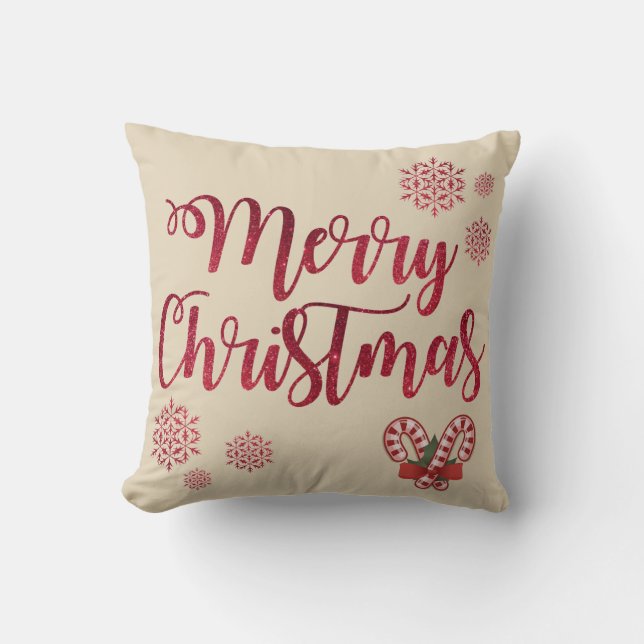 Merry Christmas Candy Cane Pillow Kissen (Vorderseite)