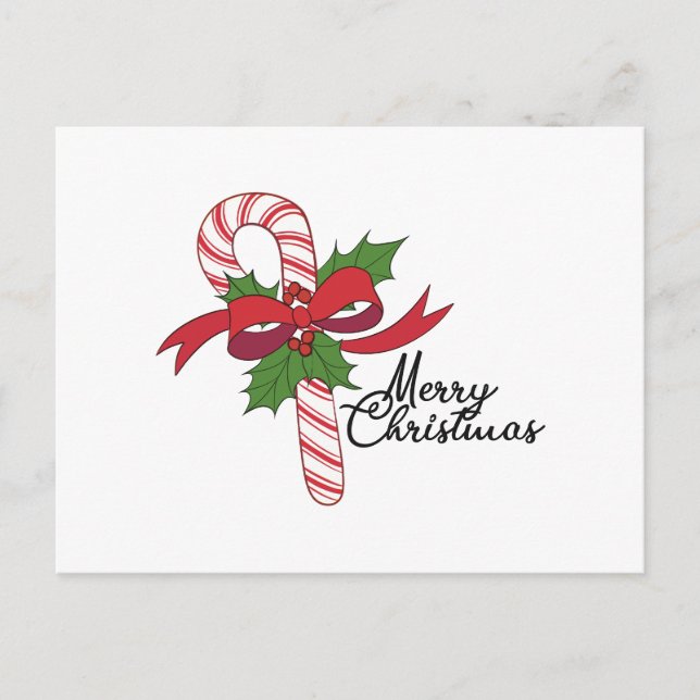Merry Christmas Candy Cane Postkarte (Vorderseite)