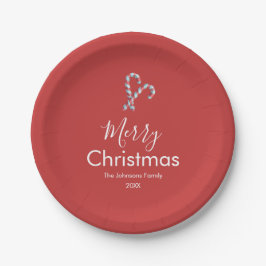 Merry Christmas Candy Cane Red Party Pappteller