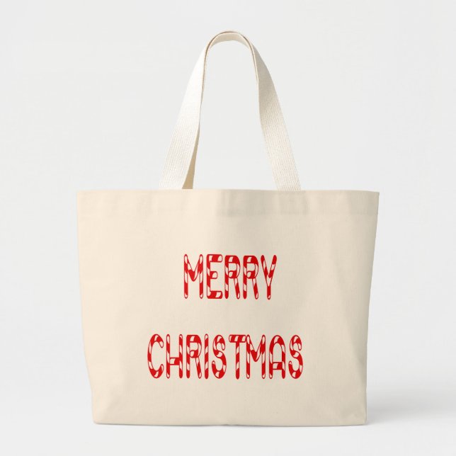 Merry Christmas Candy Cane Schriftart Jumbo Stoffbeutel (Vorne)
