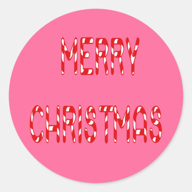 Merry Christmas Candy Cane Schriftart Runder Aufkleber (Vorderseite)