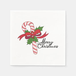 Merry Christmas Candy Cane Serviette