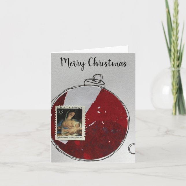 Merry Christmas Card - hand drawn ornament 2020-10 Dankeskarte (Vorderseite)