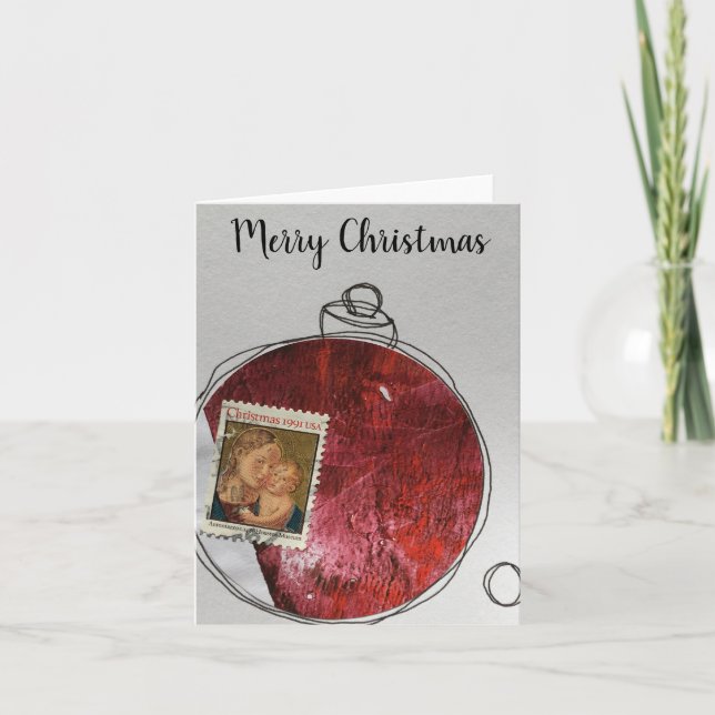 Merry Christmas Card - hand drawn ornament 2020-12 Dankeskarte (Vorderseite)