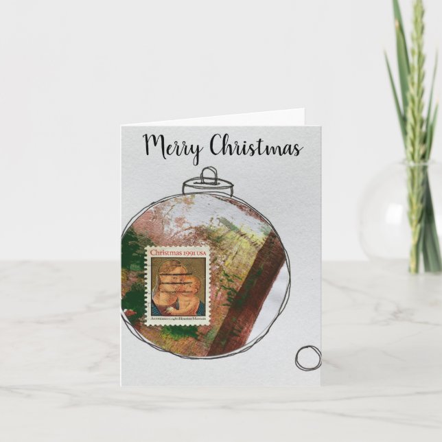 Merry Christmas Card - hand drawn ornament 2020-9 Dankeskarte (Vorderseite)
