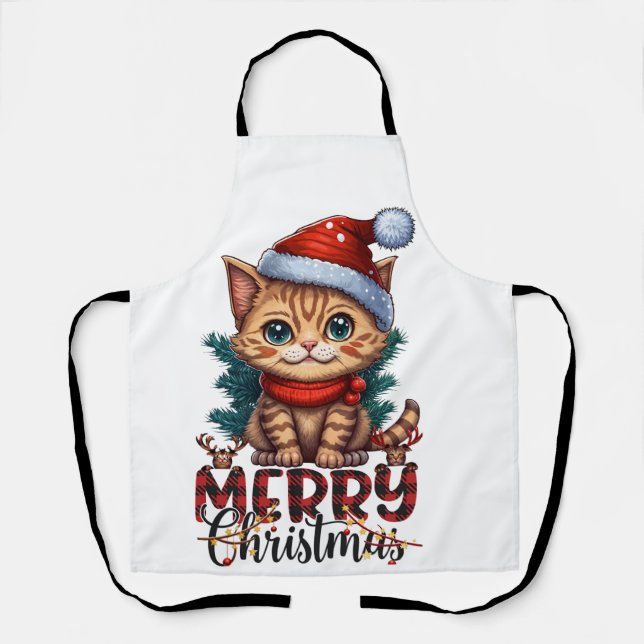 Merry Christmas Cat 2025 Schürze (Vorderseite)