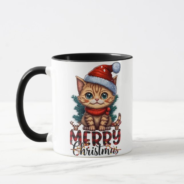 Merry Christmas Cat 2025 Tasse (Links)