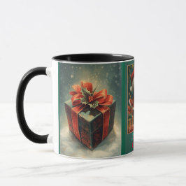 Merry Christmas Cat Red and Green Mug Tasse
