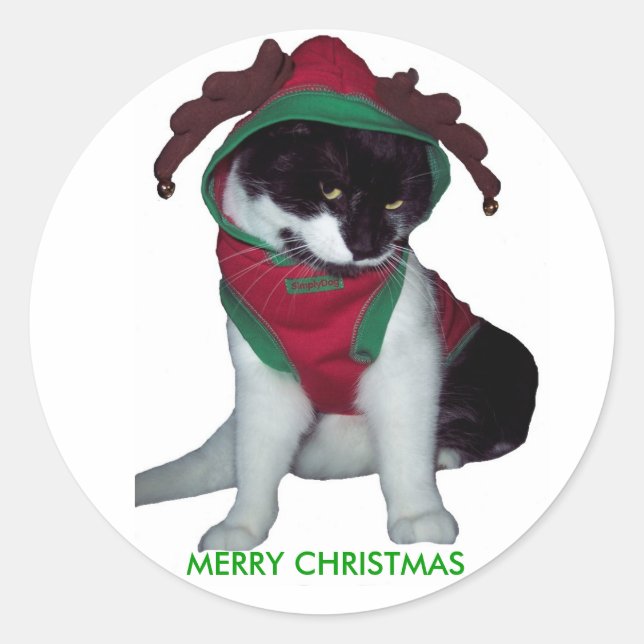 MERRY CHRISTMAS CAT STICKER (Vorderseite)