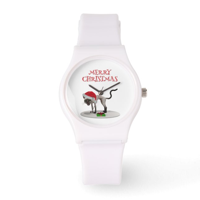 Merry Christmas. Cat with Santa hat Armbanduhr (Vorderseite)