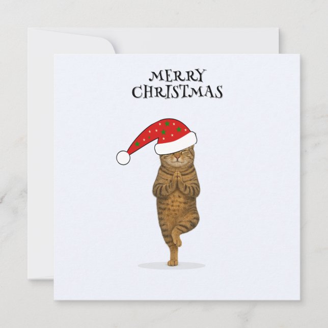 Merry Christmas cat yoga  Feiertagskarte (Vorderseite)