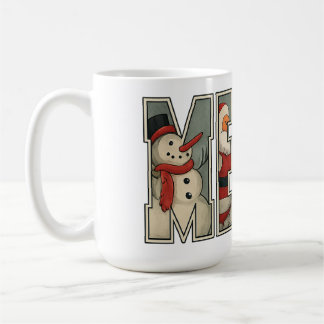 MERRY – Christmas Character Letter Art Kaffeetasse
