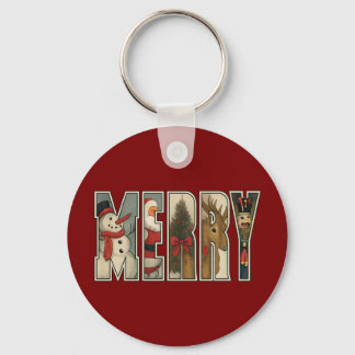 MERRY – Christmas Character Letter Art Schlüsselanhänger