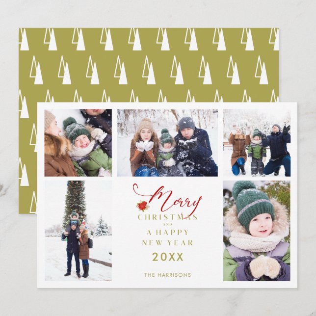 Merry Christmas Chic Trendy Collage 5 Photos (Vorne/Hinten)
