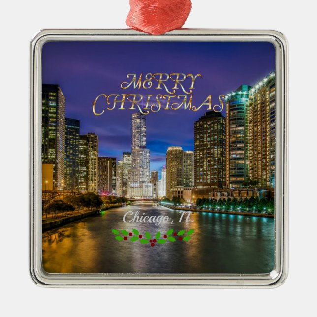 Merry Christmas! Chicago River, Ornament Aus Metall (Vorne)