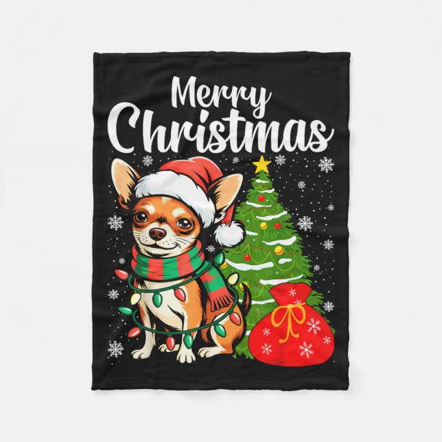 Merry Christmas Chihuahua  Fleecedecke (Vorderseite)