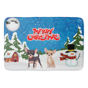 Merry Christmas Chihuahuas Badematte