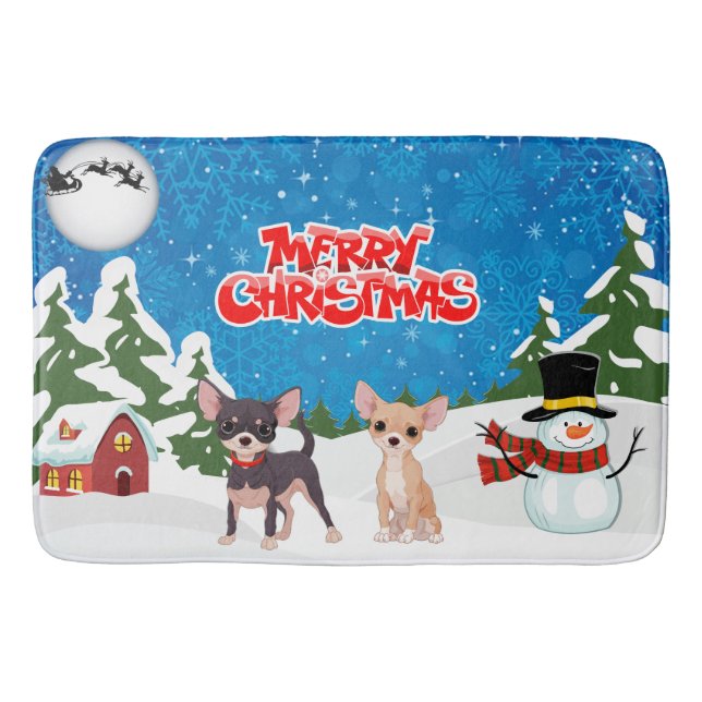 Merry Christmas Chihuahuas Badematte (Vorderseite)