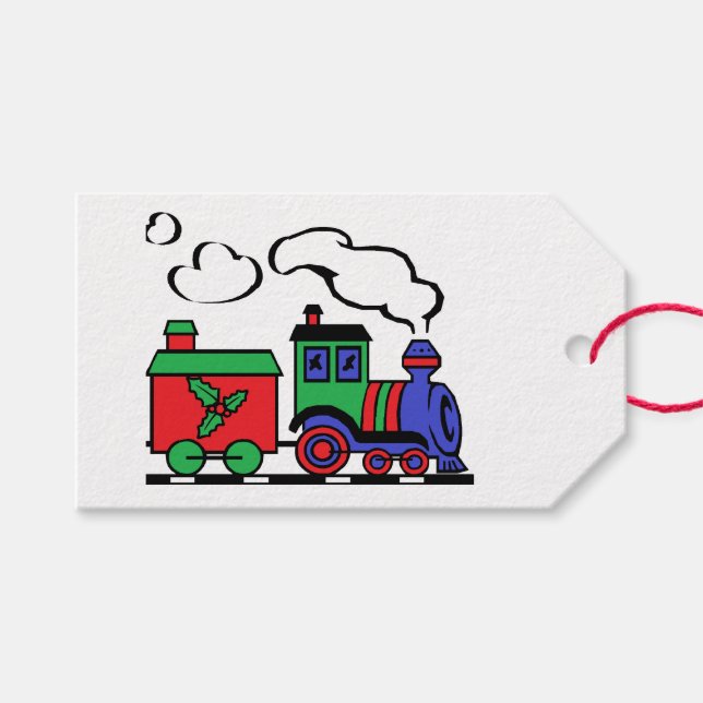 Merry Christmas Choo Choo Geschenkanhänger (Vorderseite (Horizontal))