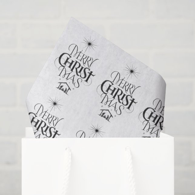 Merry CHRISTmas Christlich Calligrafy Lettering Seidenpapier (Geschenktüte)