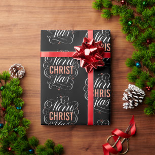 Merry CHRISTmas Christlich Christ Calligraphy Geschenkpapier