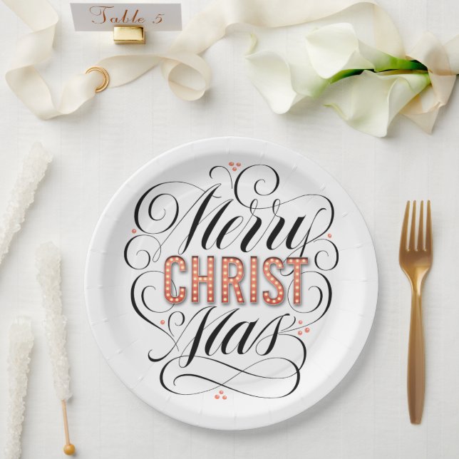 Merry CHRISTmas Christlich Christus Jesus Kalligra Pappteller (Hochzeit)