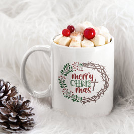 Merry CHRISTmas Christlich Scripture Wreath 11oz Kaffeetasse