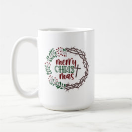 Merry CHRISTmas Christlich Scripture Wreath Kaffeetasse