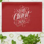 Merry CHRISTmas Christliche Chalkboard-Kalligraphi Geschirrtuch<br><div class="desc">Wir sagen "Frohe Weihnachten" sehr oft während der Saison, aber manchmal vergessen wir, woher dieser Gruß eigentlich kommt. Hier ist ein wunderbar elegantes Stück Handschrift, um einen sanften Rückstoß zurück in die Richtung Jesus geben. Die Kunst des beruflichen Kalligraphen Ivan Angelic. Dieses Schriftstück ist in Schwarz auf Weiß, Weiß und...</div>
