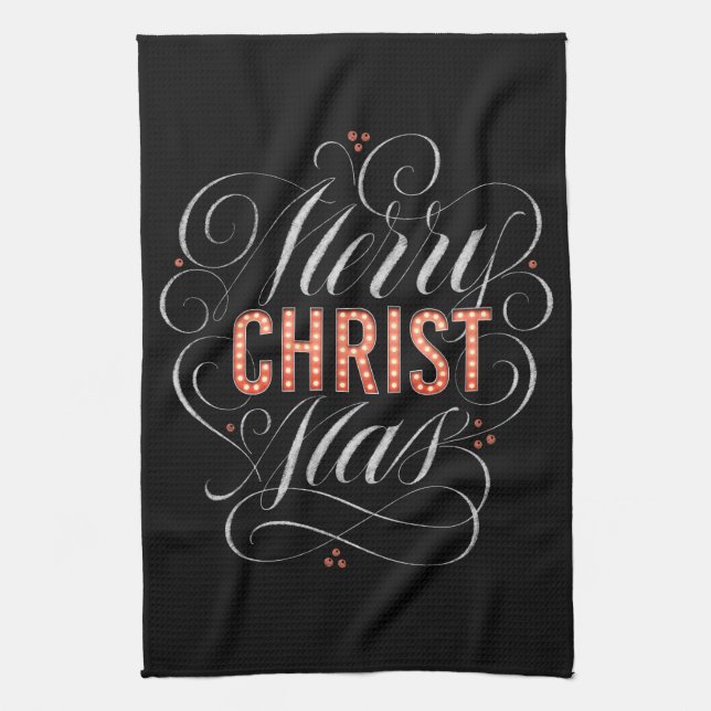 Merry CHRISTmas Christliche Chalkboard-Kalligraphi Geschirrtuch (Vertikal)