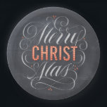 Merry CHRISTmas Christliche Chalkboard-Kalligraphi Pappteller<br><div class="desc">Lichte seinen Namen in marquee Lichtern auf und erinnere dich daran, warum wir "Fröhliche Weihnachten" sagen. Dieses Design kommt in ein paar Variationen und Sie könnten gewollt, sie alle zu Karo zu sehen, genau welche Richtung Sie gewollt haben. Die berufliche Schrift von Ivan Angelic wird in Schwarz mit weißem Hintergrund...</div>