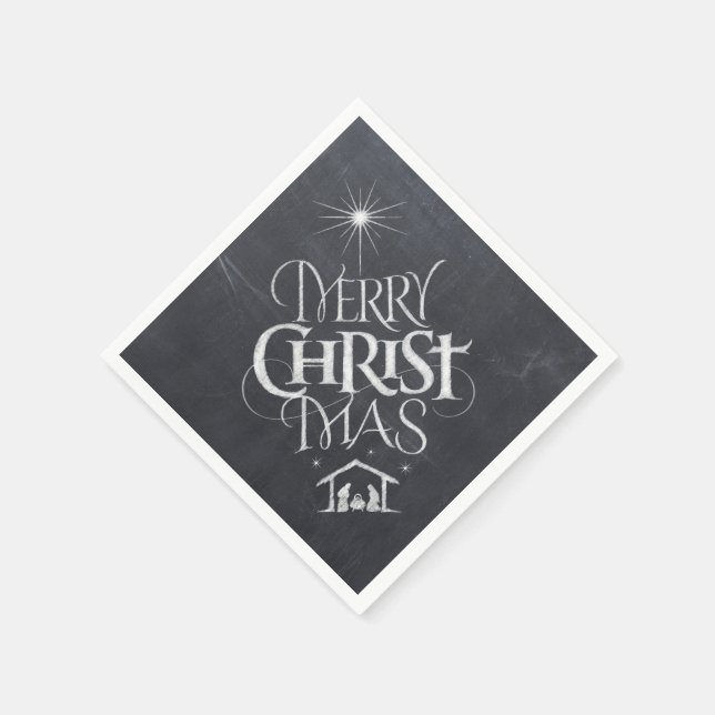 Merry CHRISTmas Christliche Chalkboard-Kalligraphi Serviette (Ecke)