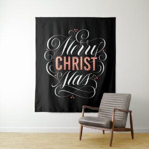 Merry CHRISTmas Christliche Christliche Kalligraph Wandteppich