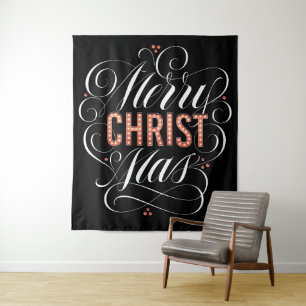 Merry CHRISTmas Christliche Kalligraphie Jesus Chr Wandteppich