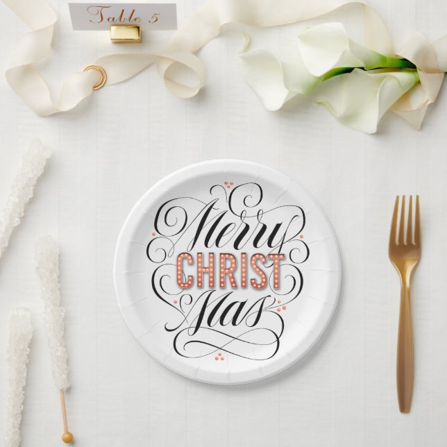Merry CHRISTmas Christliche Kalligraphie Jesus Got Pappteller (Hochzeit)