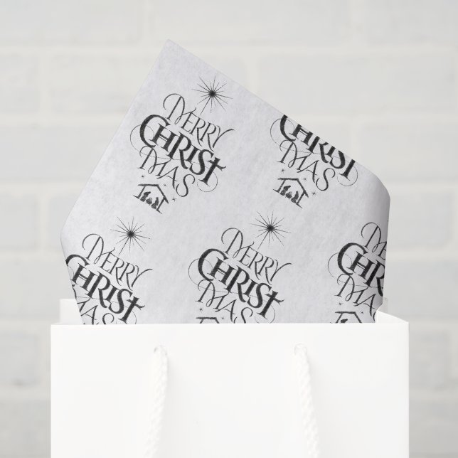 Merry CHRISTmas Christliche Kalligraphie Jesus Seidenpapier (Geschenktüte)