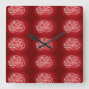 MERRY CHRISTMAS CHRISTMAS CLOCK QUADRATISCHE WANDUHR