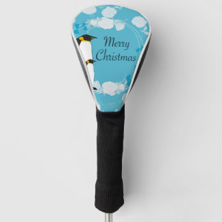 merry christmas, christmas,penguin,flowers,blue, golf headcover