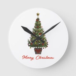 Merry Christmas. Christmas Tree Runde Wanduhr