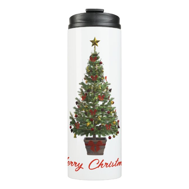 Merry Christmas. Christmas Tree Thermosbecher (Vorderseite)