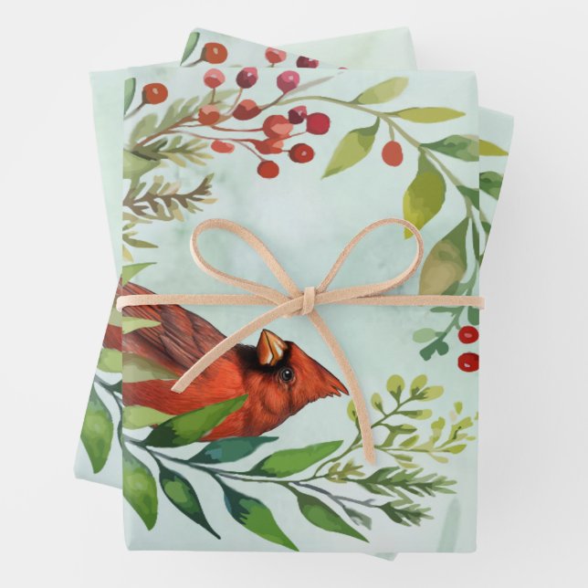 Merry Christmas Classic Cardinal  Geschenkpapier Set (Beispiel)