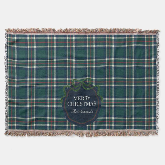 Merry Christmas Classic Preppy Tartan Plaid Decke (Vorderseite)